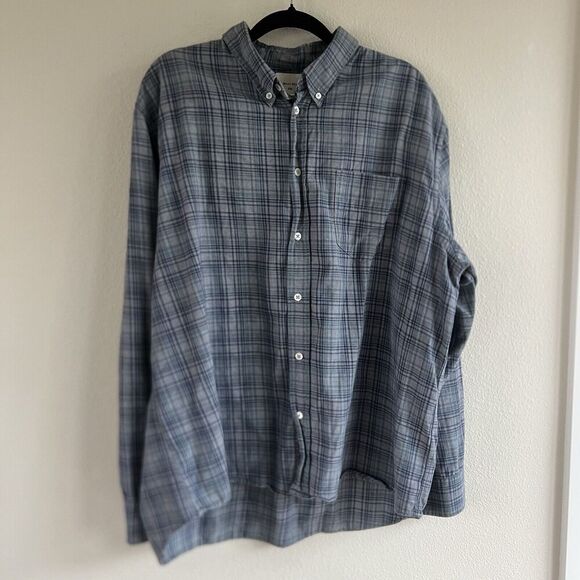 Billy Reid Other - Billy Reid Shirt Mens XXL Blue Plaid Standard Cut Long Sleeve Button Down Shirt